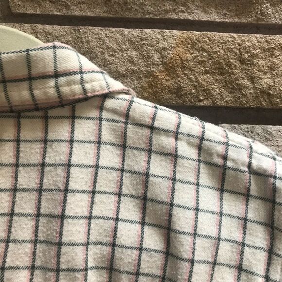 Madewell Flannel Classic Ex-Boyfriend Shirt in Windowpane Cream Forest XL - Picture 5 of 13